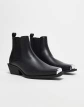 ASOS DESIGN Chelsea boots in black leather with angled sole | ASOS