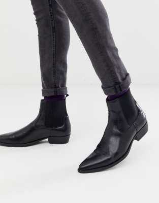 black stacked heel boot
