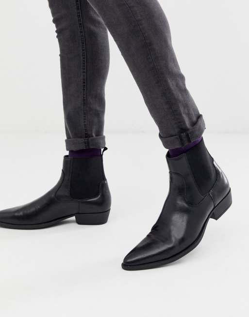 asos design alyssa leather chelsea boots in black
