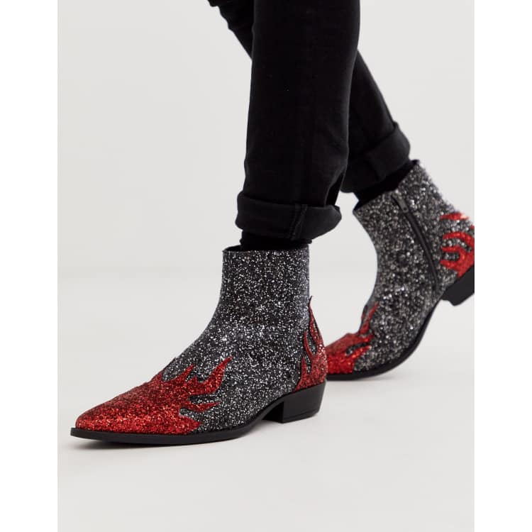 Black glitter store chelsea boots