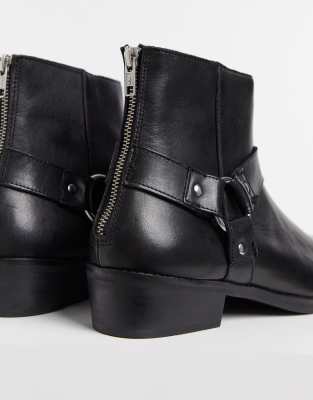 ASOS DESIGN stacked heel western chelsea boots in black  display picture 2