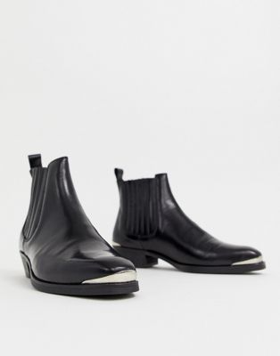 stacked heel western chelsea boots