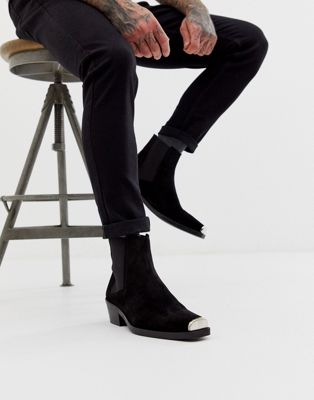 stacked heel western chelsea boots