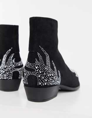 black glitter chelsea boots