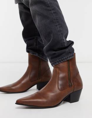 mens stacked heel chelsea boots