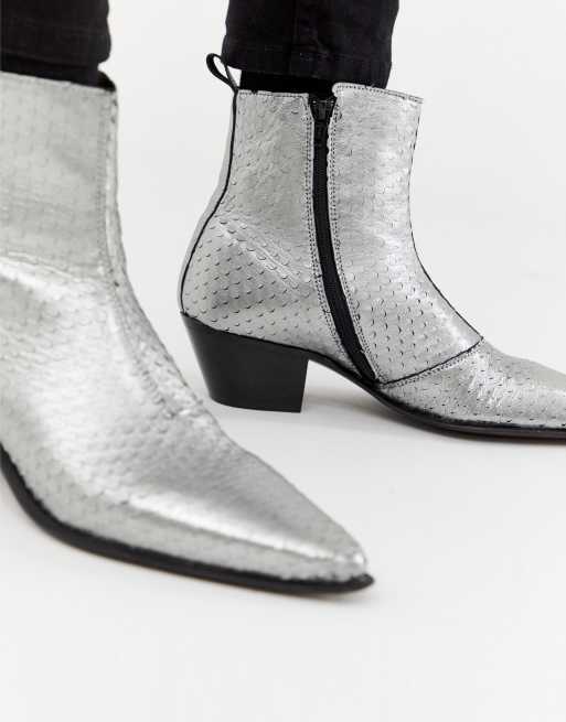 asos design cali premium leather heeled knee boots