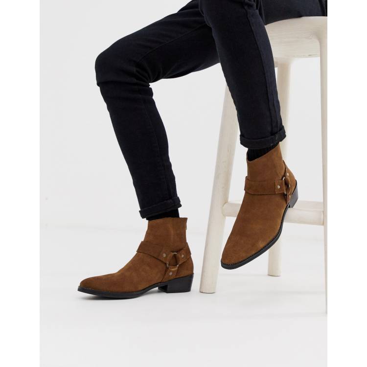 Stacked heel clearance western chelsea boots