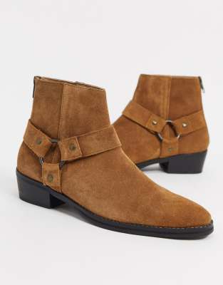 stacked heel western chelsea boots
