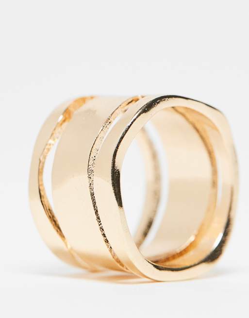 ASOS DESIGN stacked ring with molten design in gold tone, 2 of 4