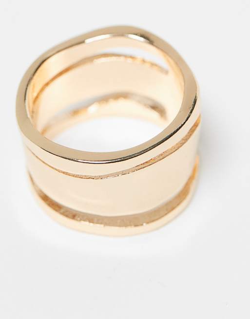 ASOS DESIGN stacked ring with molten design in gold tone, 3 of 4