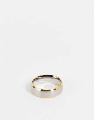 ASOS DESIGN STAINLESS STEEL BAND RING WITH BRUSHING IN SILVER TONE SJ-5-210133-A