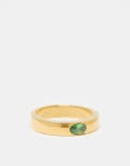 [ASOS DESIGN] ASOS DESIGN stainless steel band with faux semi precious stone in gold tone XS Gold