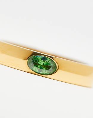 Asos Design Stainless Steel Band With Faux Semi Precious Stone