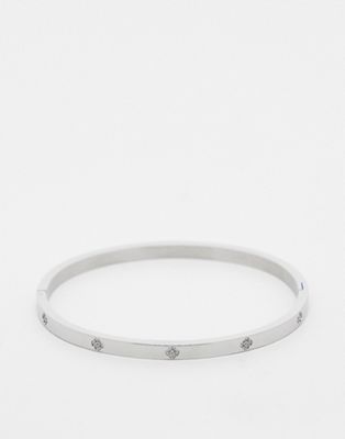 ASOS DESIGN stainless steel bangle bracelet with crystal design in silver tone - ASOS Price Checker