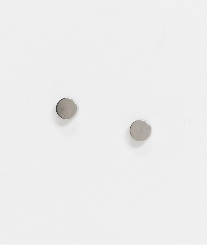 ASOS DESIGN stainless steel faux plug earrings in silver tone