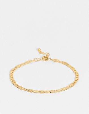 ASOS DESIGN waterproof stainless steel figaro chain bracelet in gold tone