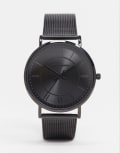 [ASOS DESIGN] ASOS DESIGN stainless steel mesh watch in black No Size Black
