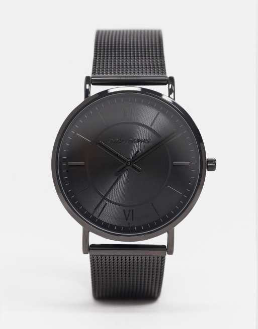 ASOS DESIGN stainless steel mesh watch in black