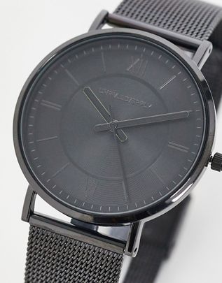 asos.com | ASOS DESIGN stainless steel mesh watch in black