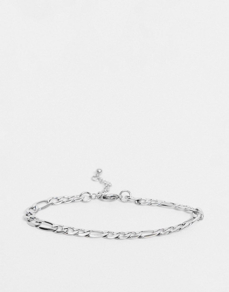ASOS DESIGN stainless steel midweight 6mm figaro chain bracelet in silver tone