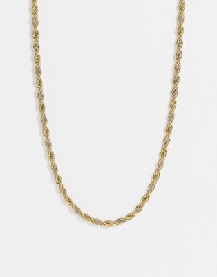 ASOS DESIGN waterproof stainless steel neckchain in gold and silver mix