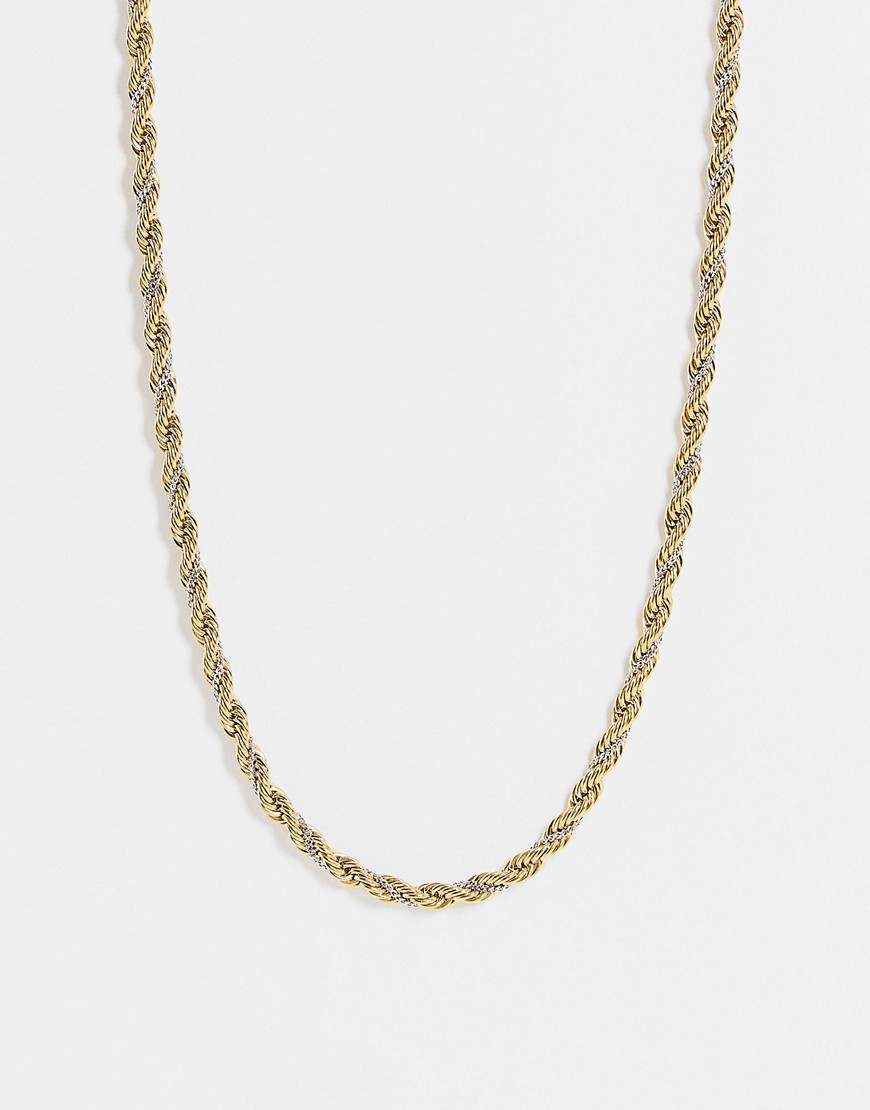 ASOS DESIGN stainless steel neckchain in gold and silver mix-Multi