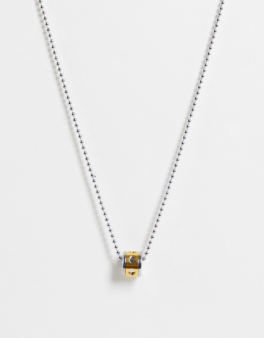 ASOS DESIGN stainless steel neckchain with movement pendant in mixed metal-Multi