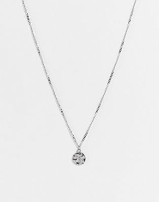 ASOS DESIGN waterproof stainless steel necklace with world pendant in silver tone