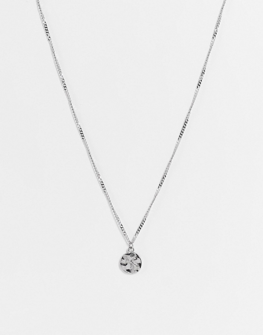 ASOS DESIGN stainless steel neckchain with world pendant in silver tone