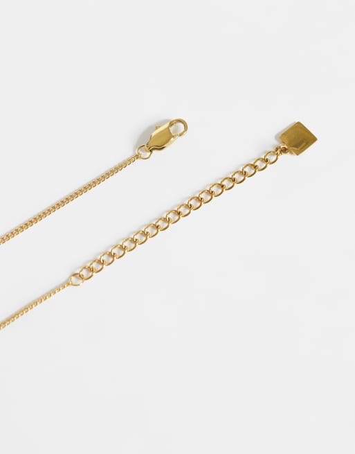 ASOS DESIGN stainless steel necklace with semi-precious chippings in gold tone, 3 of 4