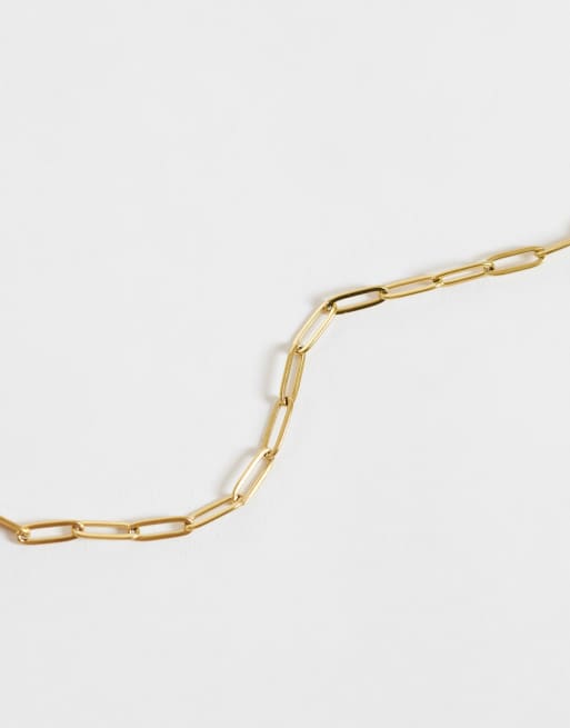 ASOS DESIGN stainless steel paperchain charm necklace in gold, 3 of 4