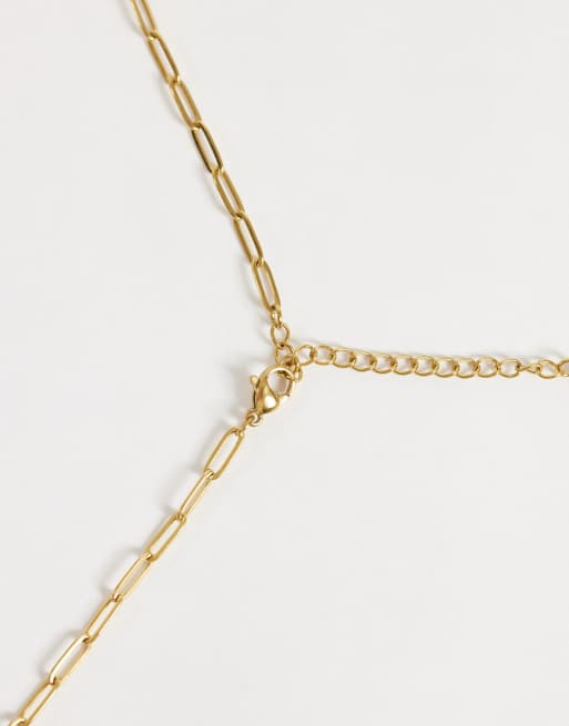 ASOS DESIGN stainless steel paperchain charm necklace in gold, 4 of 4