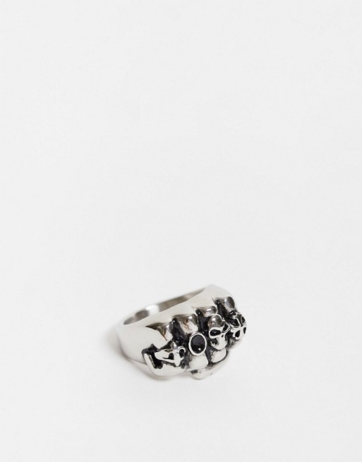 ASOS DESIGN stainless steel ring with knuckle design in silver tone