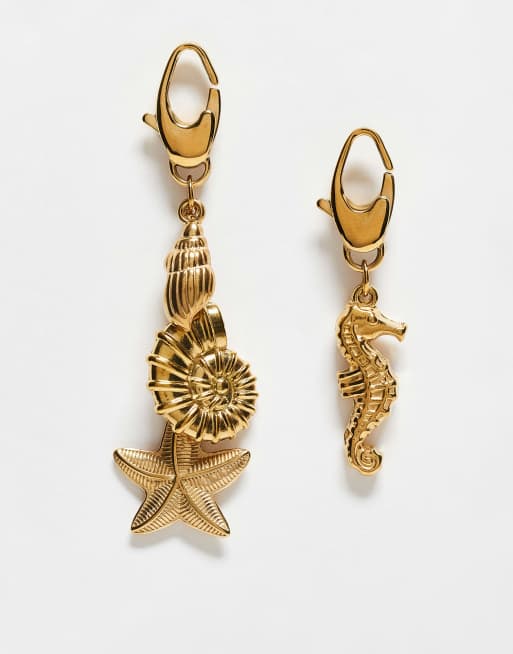 ASOS DESIGN stainless steel sea life pack of 2 charms for bikinis and accessories in gold tone