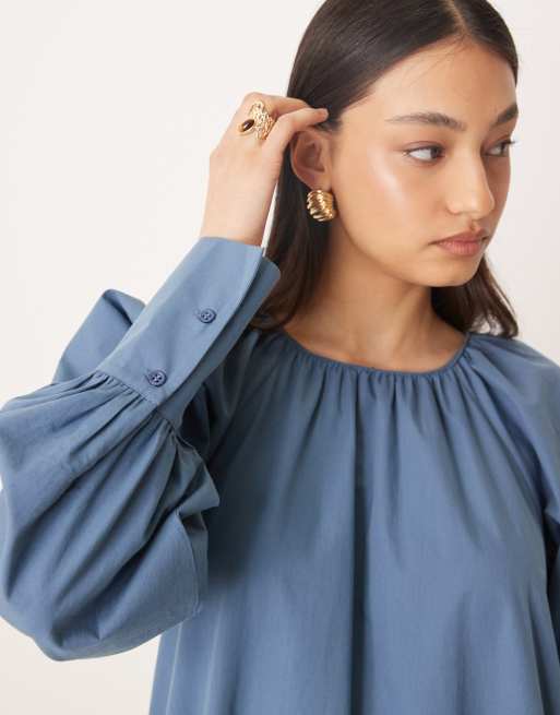 ASOS DESIGN - Stålblå maxikjole med dybe ærmekanter, 2 af 4