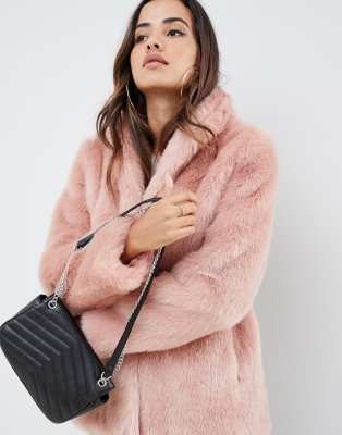 ASOS DESIGN stand collar faux fur coat | ASOS