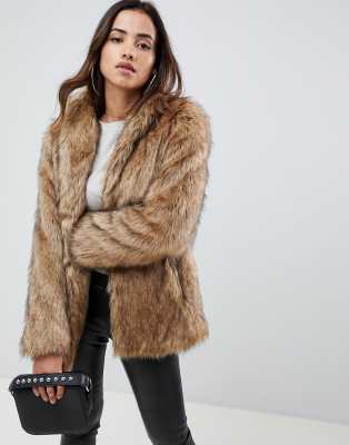 ASOS Tapestry Coat With Faux Fur Collar