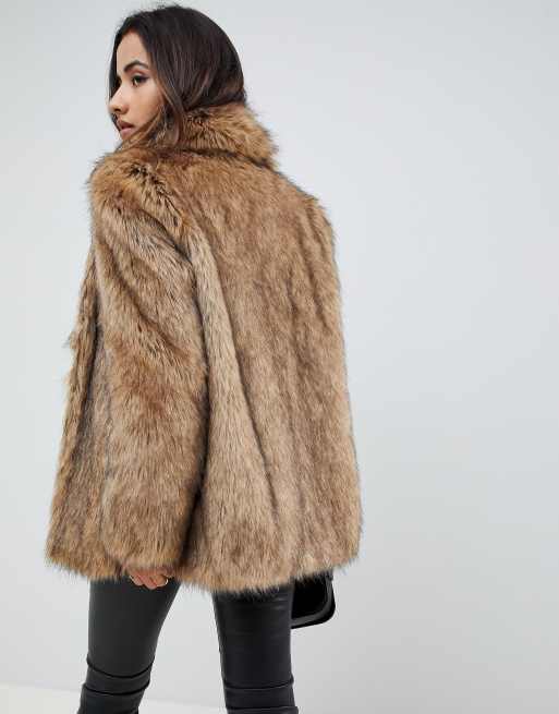 ASOS Tapestry Coat With Faux Fur Collar