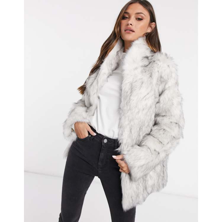 Asos design stand shop collar faux fur coat