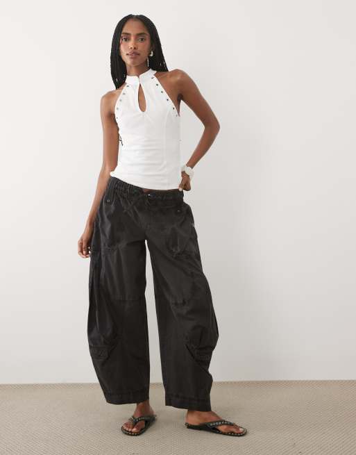 ASOS DESIGN stand up collar with keyhole top in white, 3 of 4