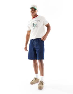 Asos Design Standard Cropped T-shirt With Chest Print In White