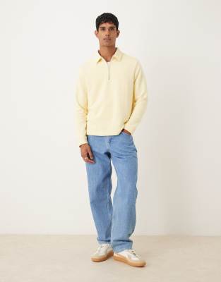 ASOS DESIGN standard fit 1/4 zip sweatshirt in butter yellow