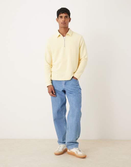 ASOS DESIGN standard fit 1/4 zip sweatshirt in butter yellow