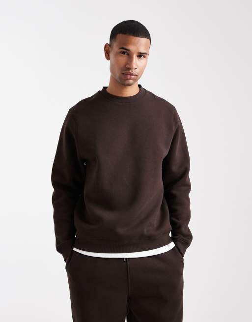 ASOS DESIGN standard fit crew in dark brown