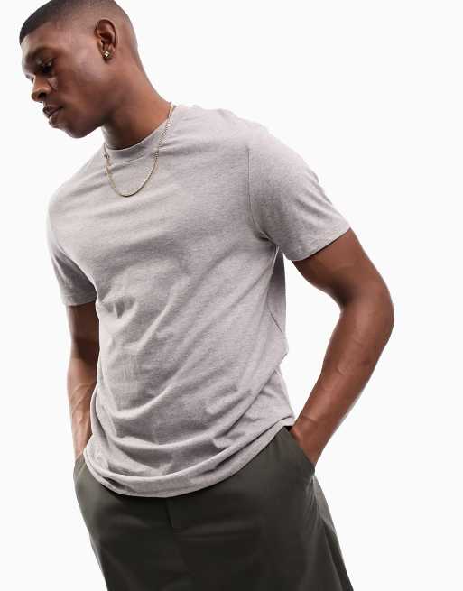 ASOS DESIGN standard fit crew neck t-shirt in grey marl | ASOS