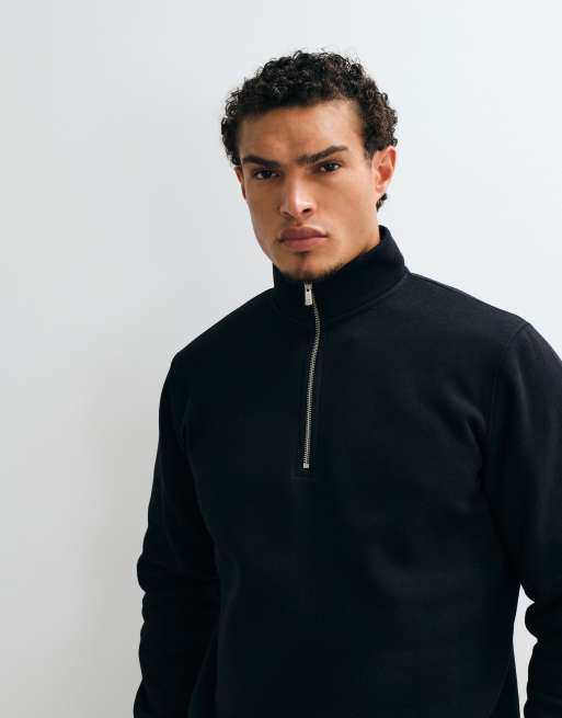 ASOS DESIGN standard fit half zip sweater in black, 2 of 5