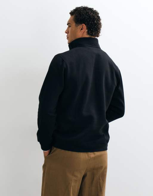 ASOS DESIGN standard fit half zip sweater in black, 5 of 5