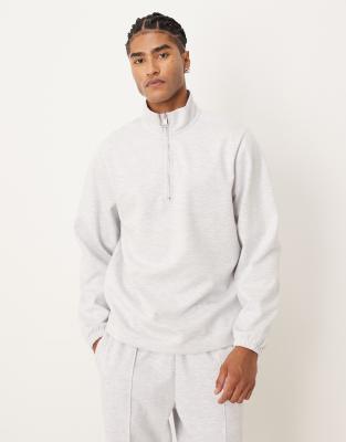 Asos Design Standard Fit Half Zip Sweater In White