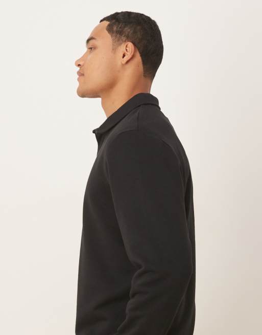 ASOS DESIGN standard fit polo co-ord in black, 4 of 5