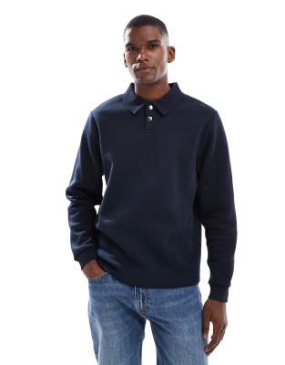 Asos Design Standard Fit Polo Shirt With Ribbed Collar In Blue